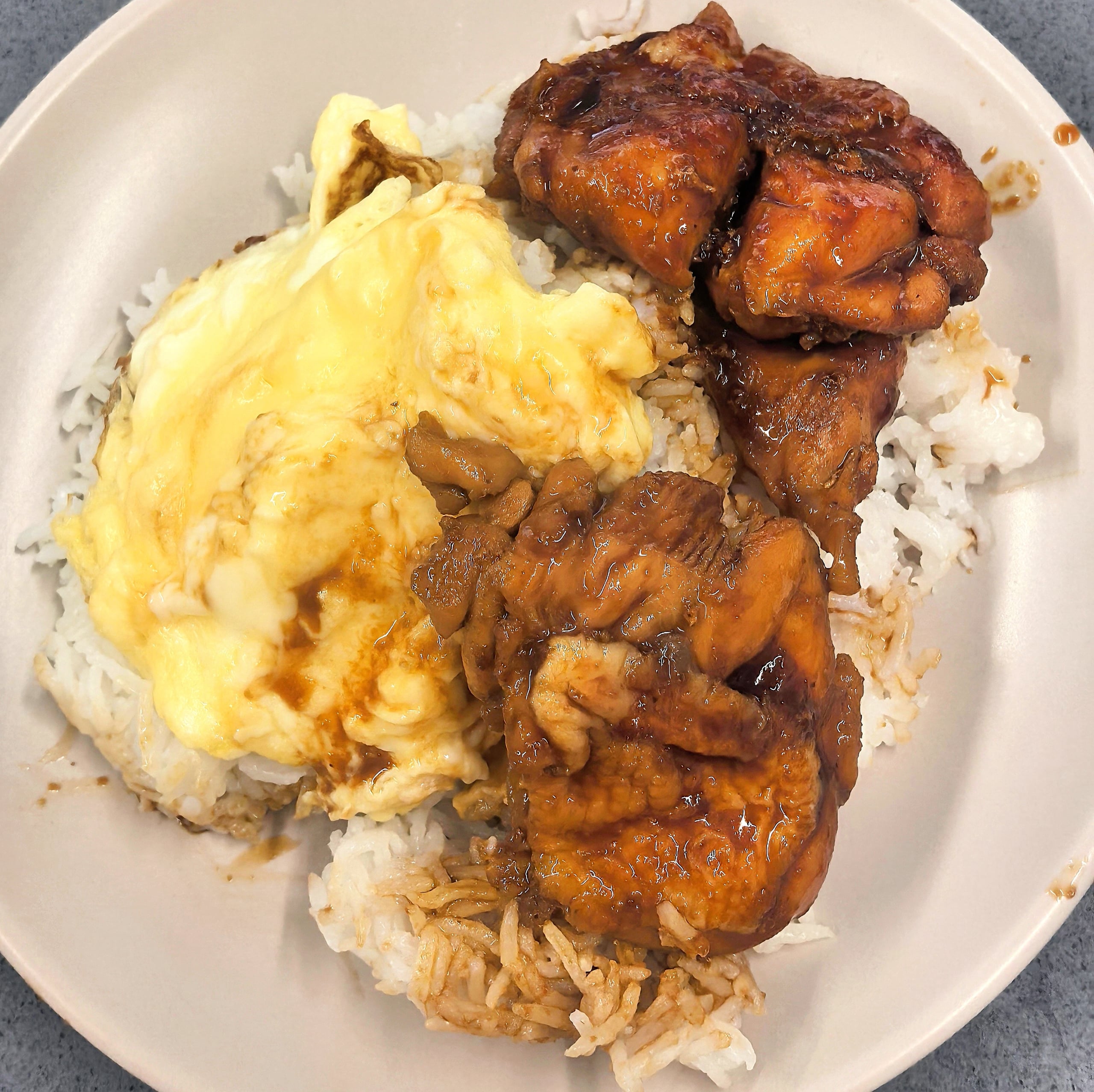 Home cooking — Soy-glazed chicken over rice